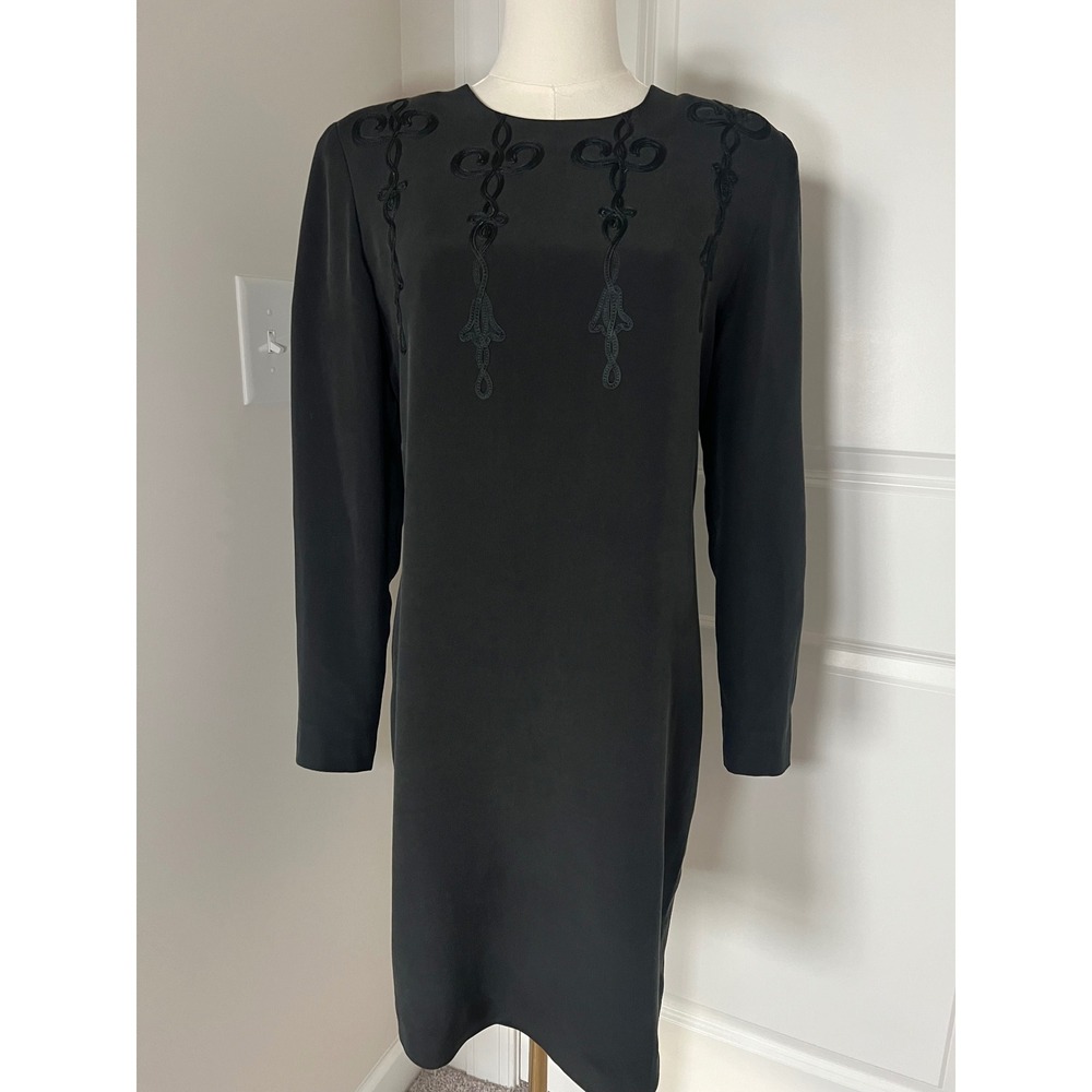 Design‎ by Pat Argenti Women's Black Mini Long Sleeve Dress - Size 4 - 100% Silk